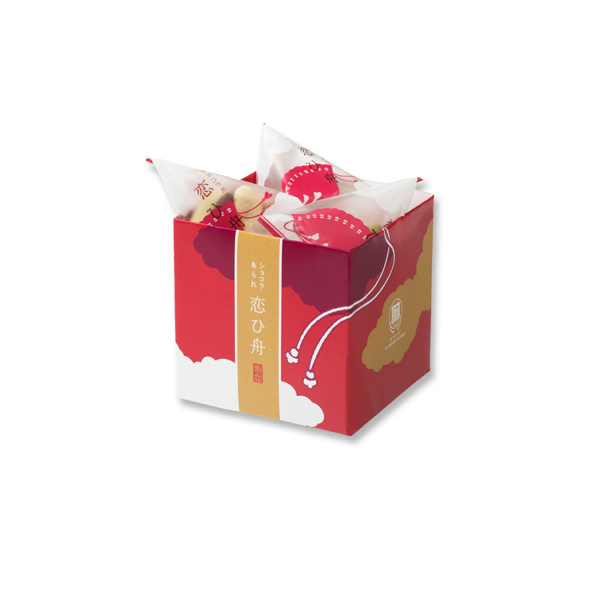 ショコラあられ 「恋ひ舟」 キューブ箱C（5袋入） | 源氏物語ゆかり
