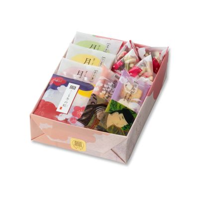 人気銘菓4種と限定チョコあられ入り「風花つづり」化粧箱 K (18袋入り)