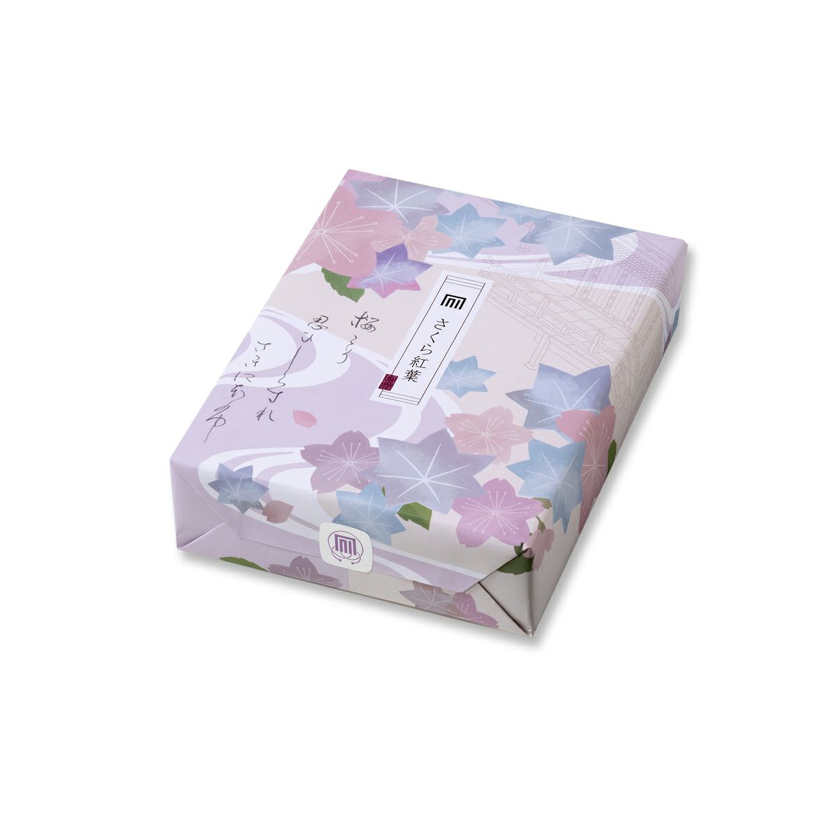 仏事包装 さくら紅葉 むらさき 化粧箱H (12袋)